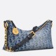 Replica Dior Diorstar Hobo Bag with Chain Blue Denim Oblique Jacquard