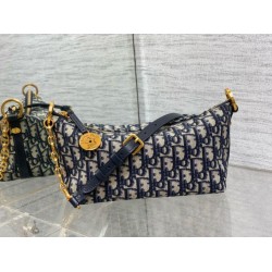 Fake Dior Diorstar Hobo Bag with Chain Blue Oblique Jacquard Replica