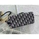 Fake Dior Diorstar Hobo Bag with Chain Blue Oblique Jacquard Replica
