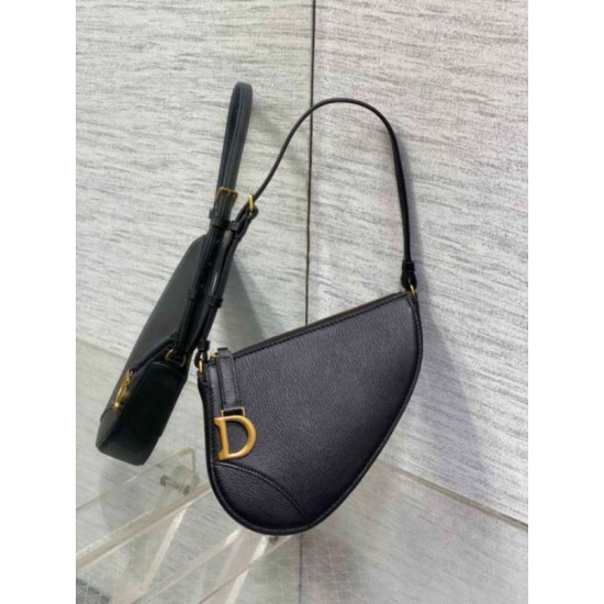 Replica Dior Saddle Rodeo Pouch Black Goatskin