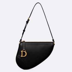 Replica Dior Saddle Rodeo Pouch Black Goatskin
