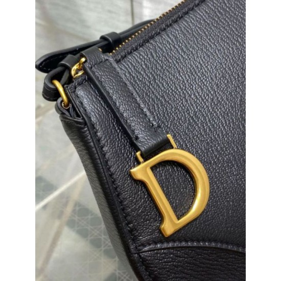 Replica Dior Saddle Rodeo Pouch Black Goatskin