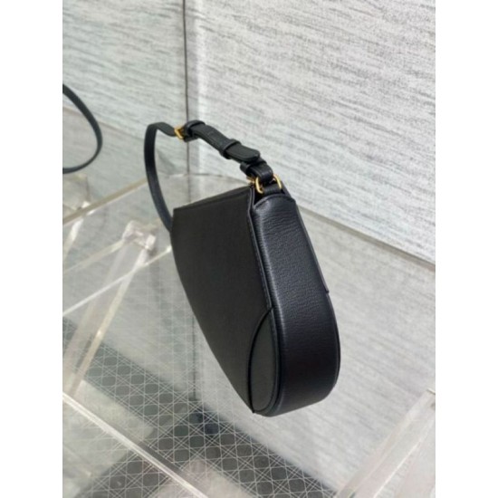 Replica Dior Saddle Rodeo Pouch Black Goatskin