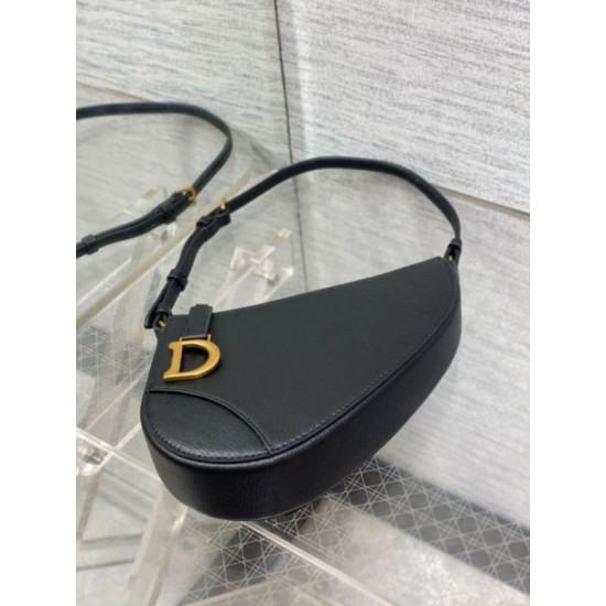 Replica Dior Saddle Rodeo Pouch Black Goatskin