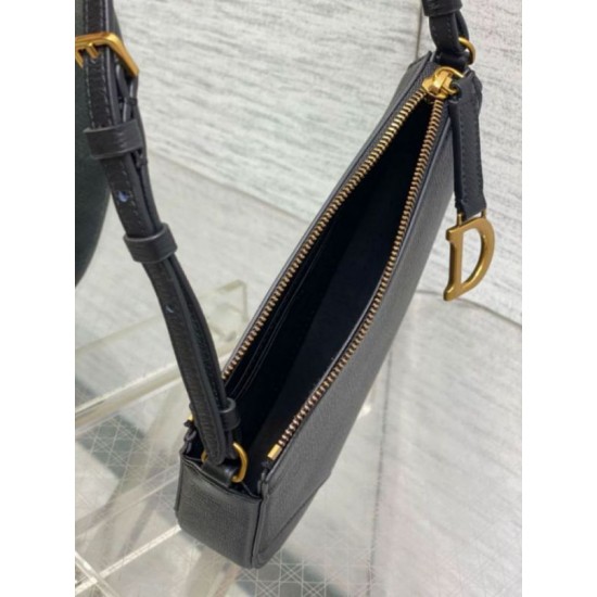 Replica Dior Saddle Rodeo Pouch Black Goatskin
