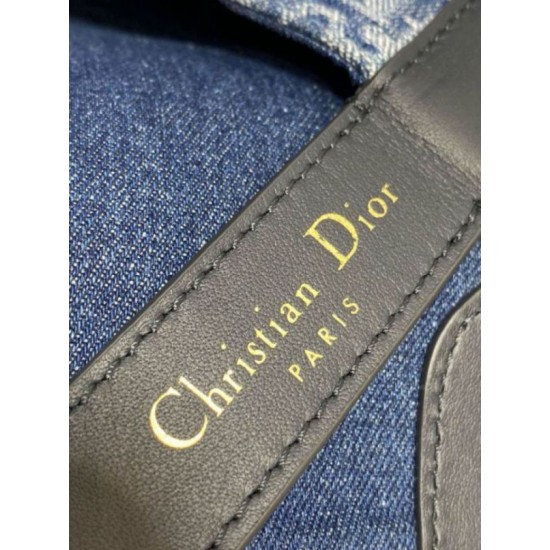 Fake Dior Toujours Medium Bag Blue Denim Oblique Jacquard Replica
