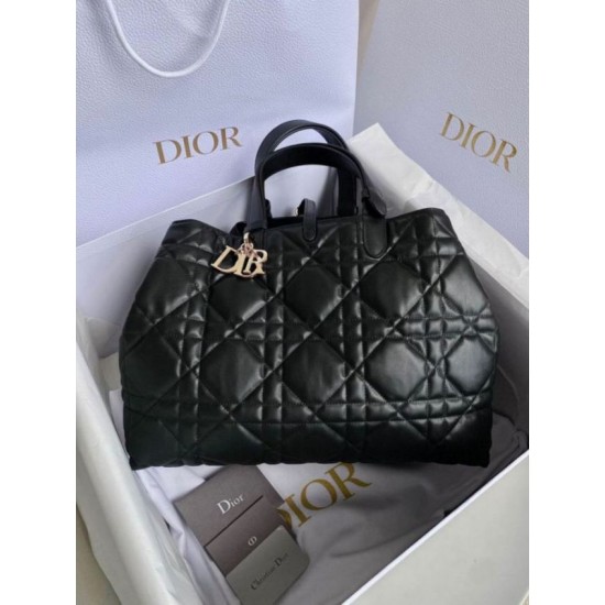 Replica Dior Toujours Large Bag Black Macrocannage Calfskin