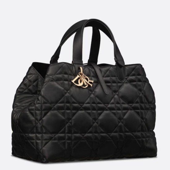 Replica Dior Toujours Large Bag Black Macrocannage Calfskin
