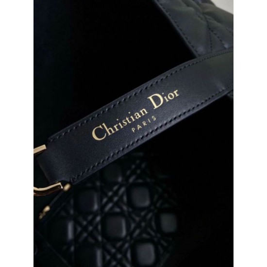 Replica Dior Toujours Large Bag Black Macrocannage Calfskin