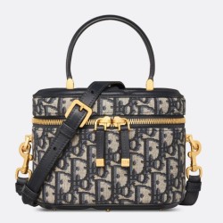 Fake Dior Small CD Signature Vanity Case Blue Oblique Jacquard Replica