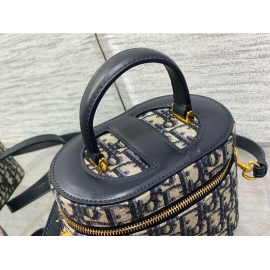 Fake Dior Small CD Signature Vanity Case Blue Oblique Jacquard Replica