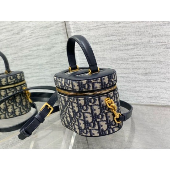 Fake Dior Small CD Signature Vanity Case Blue Oblique Jacquard Replica