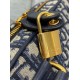 Replica Dior D-Vibe Bowling Medium Bag Blue Oblique Jacquard