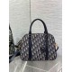 Replica Dior D-Vibe Bowling Large Bag Blue Oblique Jacquard