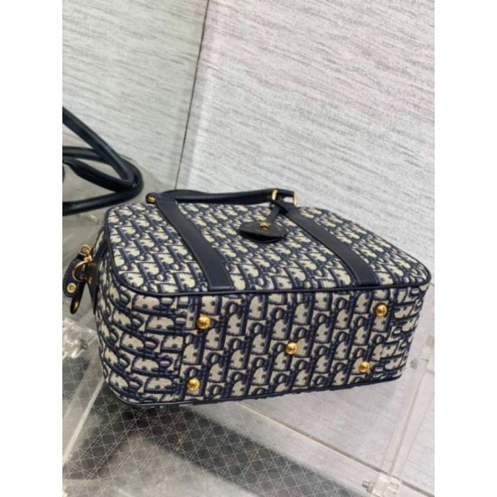 Replica Dior D-Vibe Bowling Large Bag Blue Oblique Jacquard