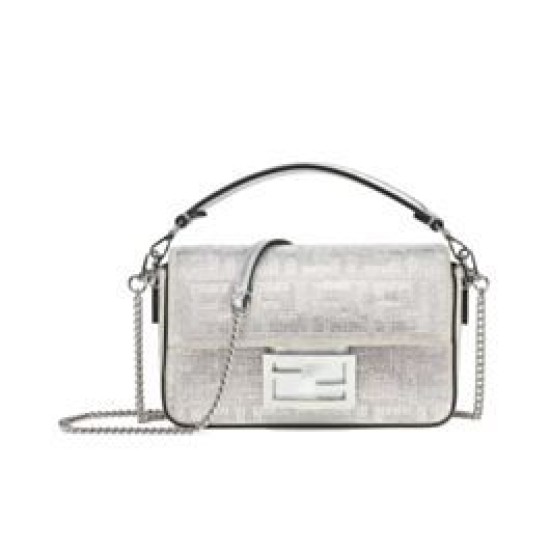 Replica Fendi Baguette Mini Bag 8BS017 Silver Replica Fendi Baguette Mini Bag 8BS017 Silver