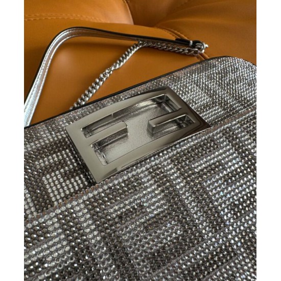 Replica Fendi Baguette Mini Bag 8BS017 Silver Replica Fendi Baguette Mini Bag 8BS017 Silver
