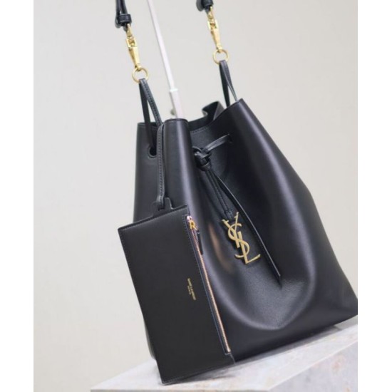 Replica YSL Saint Laurent Paris Vii Pochon In Lambskin Black