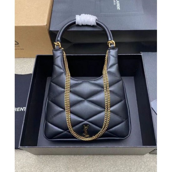 Fake YSL Saint Laurent Sade Hobo In Lambskin Black Replica