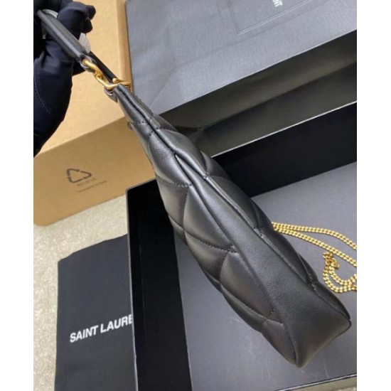 Fake YSL Saint Laurent Sade Hobo In Lambskin Black Replica