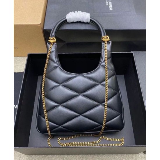 Fake YSL Saint Laurent Sade Hobo In Lambskin Black Replica