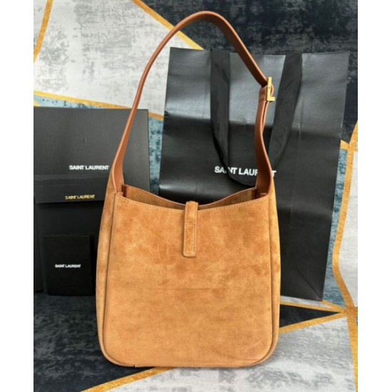 Fake YSL Saint Laurent Le 5 A 7 Supple Small In Suede Coffee Replica Fake YSL Saint Laurent Le 5 A 7 Supple Small In Suede Coffee Replica