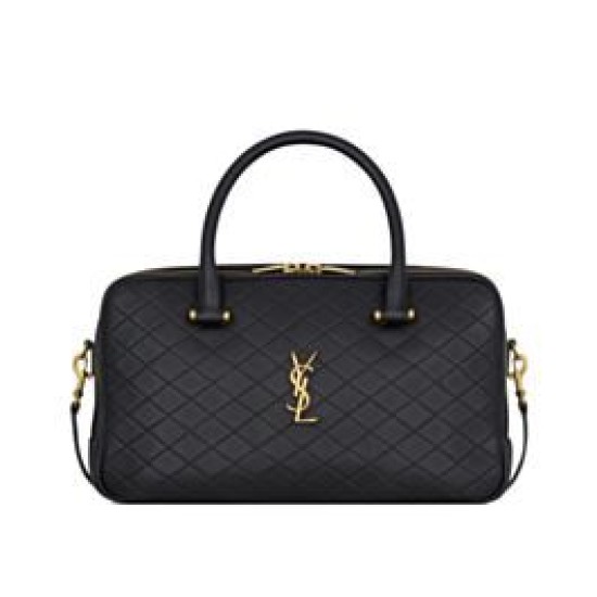 Replica YSL Saint Laurent Lyia Duffle In Quilted Lambskin Black