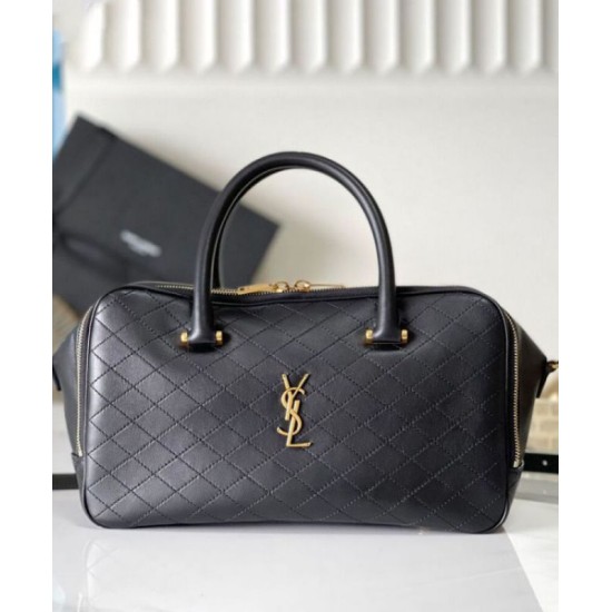 Replica YSL Saint Laurent Lyia Duffle In Quilted Lambskin Black