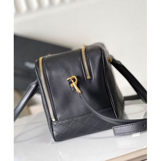 Replica YSL Saint Laurent Lyia Duffle In Quilted Lambskin Black