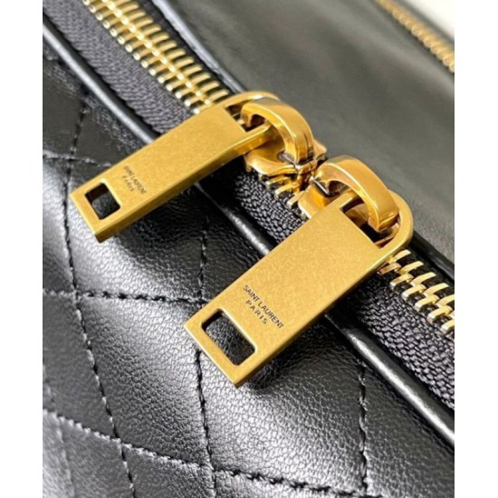 Replica YSL Saint Laurent Lyia Duffle In Quilted Lambskin Black