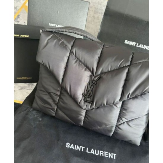 Replica YSL Saint Laurent Puffer Messenger Bag In Econyl Regenerated Nylon Black