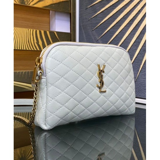 Replica YSL Saint Laurent Gaby Zipped Pouch In Quilted Lambskin Cream