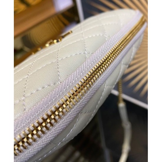 Replica YSL Saint Laurent Gaby Zipped Pouch In Quilted Lambskin Cream