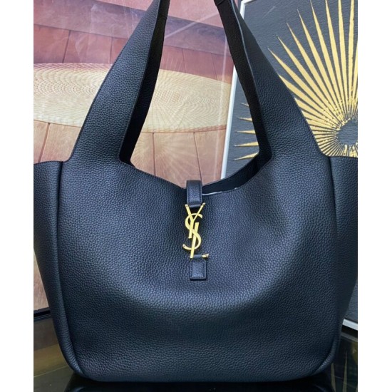 Fake YSL Saint Laurent Bea Tote In Grained Leather Black Replica