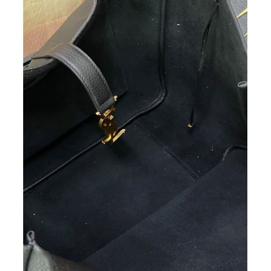 Fake YSL Saint Laurent Bea Tote In Grained Leather Black Replica
