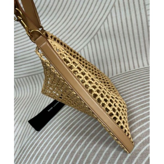 Fake YSL Saint Laurent Oxalis Bag In Raffia Macrame Apricot Replica Fake YSL Saint Laurent Oxalis Bag In Raffia Macrame Apricot Replica