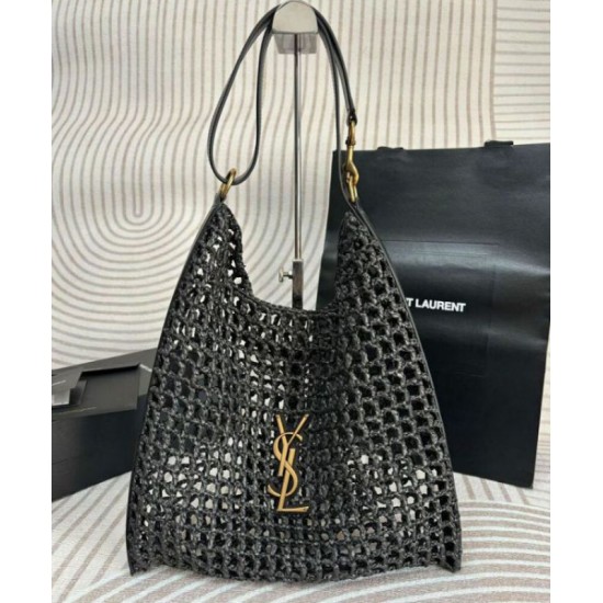 Fake YSL Saint Laurent Oxalis Bag In Raffia Macrame Black Replica