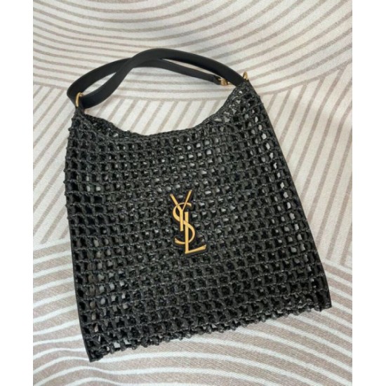 Fake YSL Saint Laurent Oxalis Bag In Raffia Macrame Black Replica