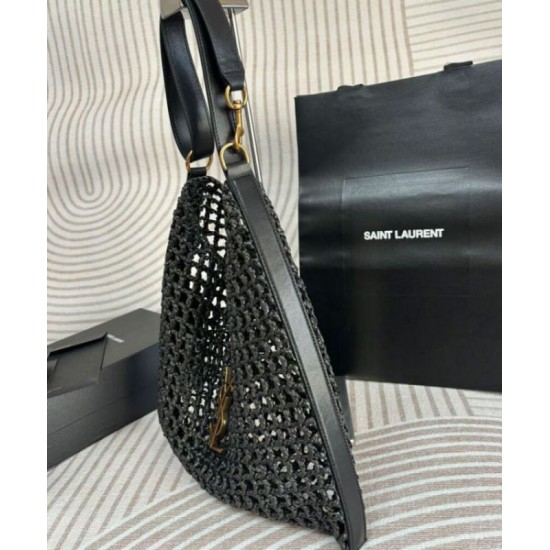 Fake YSL Saint Laurent Oxalis Bag In Raffia Macrame Black Replica