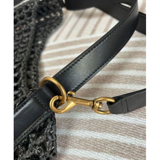 Fake YSL Saint Laurent Oxalis Bag In Raffia Macrame Black Replica
