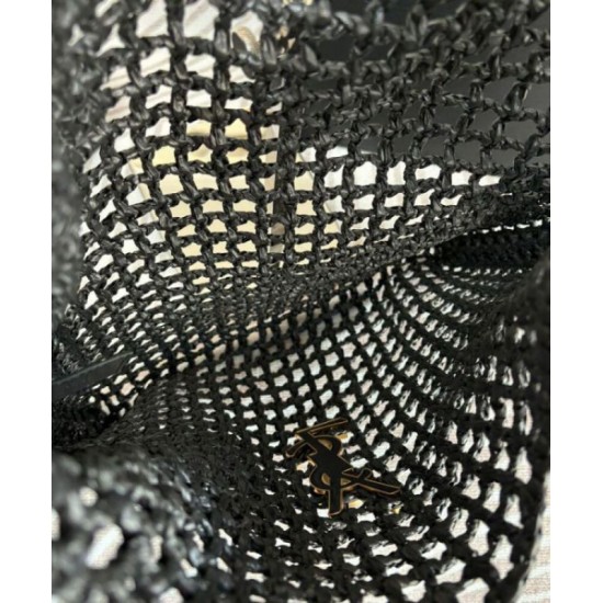 Fake YSL Saint Laurent Oxalis Bag In Raffia Macrame Black Replica