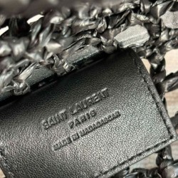 Fake YSL Saint Laurent Oxalis Bag In Raffia Macrame Black Replica