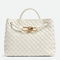 Replica Bottega Veneta Small Andiamo Bag White Intrecciato Lambskin