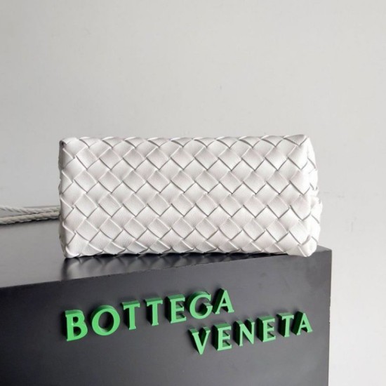 Replica Bottega Veneta Small Andiamo Bag White Intrecciato Lambskin