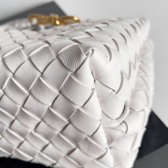 Replica Bottega Veneta Small Andiamo Bag White Intrecciato Lambskin