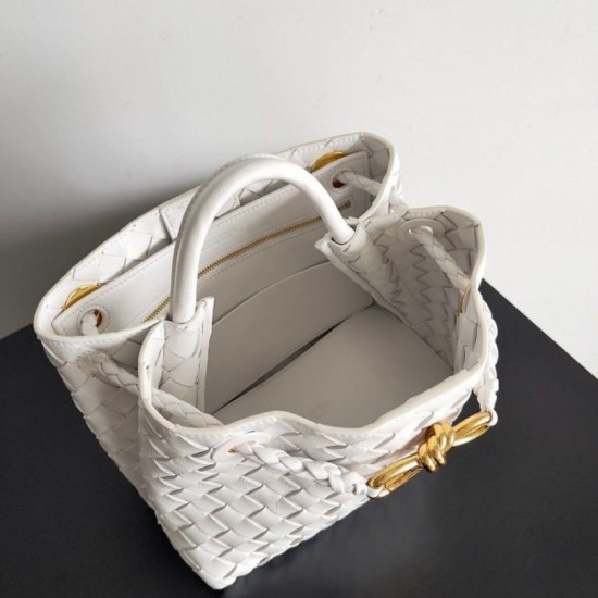 Replica Bottega Veneta Small Andiamo Bag White Intrecciato Lambskin