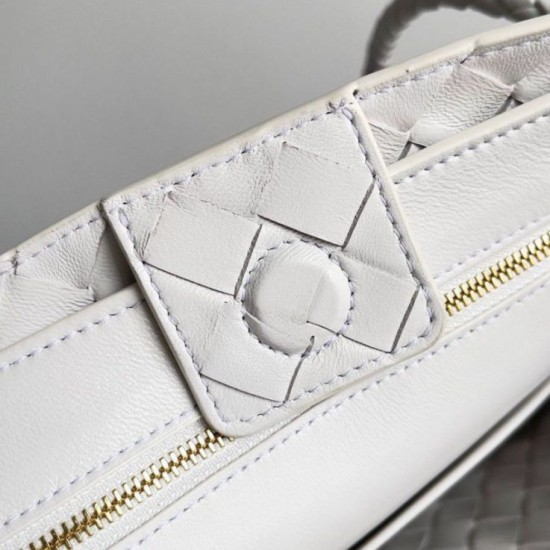 Replica Bottega Veneta Small Andiamo Bag White Intrecciato Lambskin