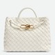 Replica Bottega Veneta Small Andiamo Bag White Intrecciato Lambskin
