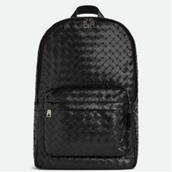 Fake Bottega Veneta Medium Backpack Black Intrecciato Calfskin Replica