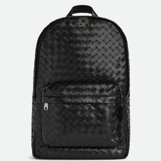 Fake Bottega Veneta Medium Backpack Black Intrecciato Calfskin Replica